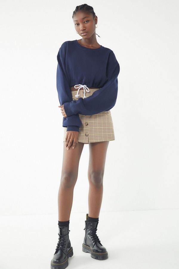 Fall Drawstring Hem Cropped Sweatshirt