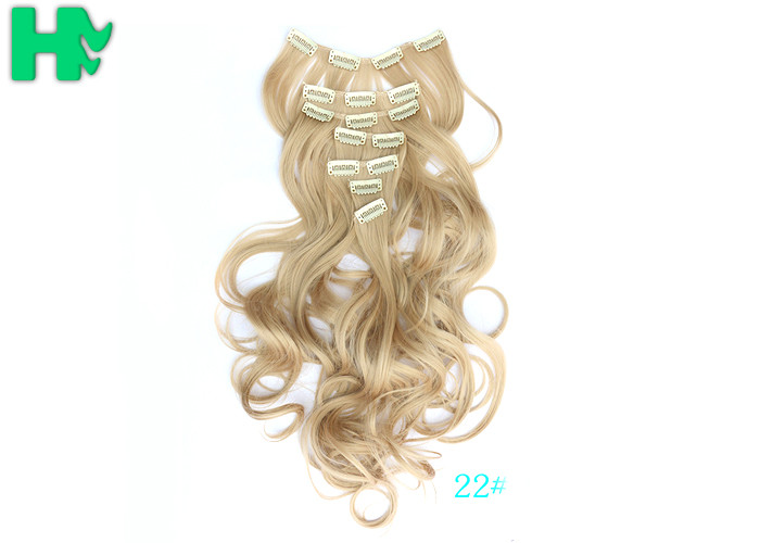 Blonde 16 Inches Synthetic Clip In Hair Extensions High Temperature Fiber