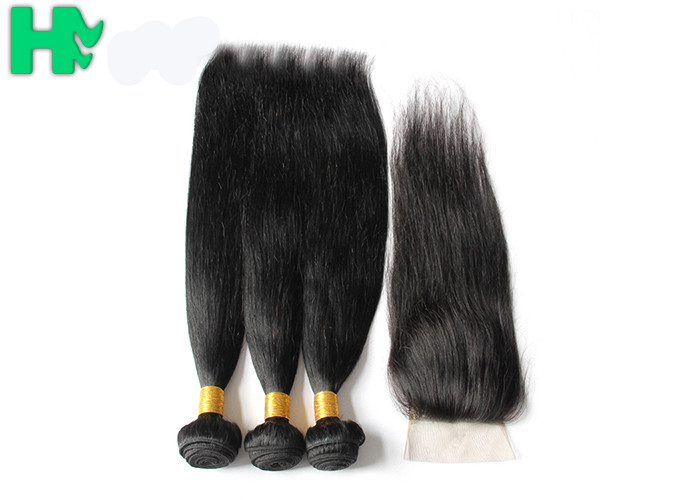 Grade 10A 100% Human Brazillian Hair Extensions Natural Color With 4x4 Closure