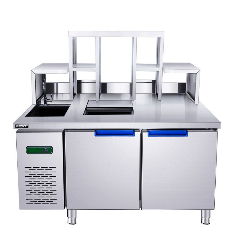 OEM Adjustable Shelving Milk Tea Counter With Water Outlet