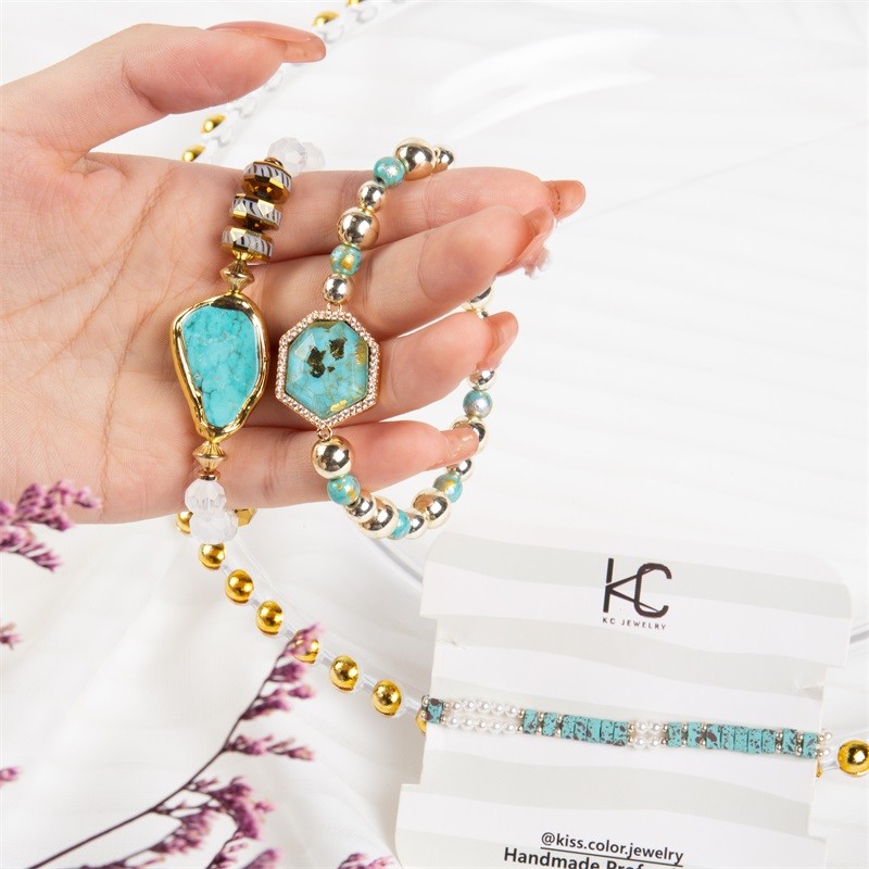 Silver Stars Natural Turquoise Anxiety Relief Bracelet