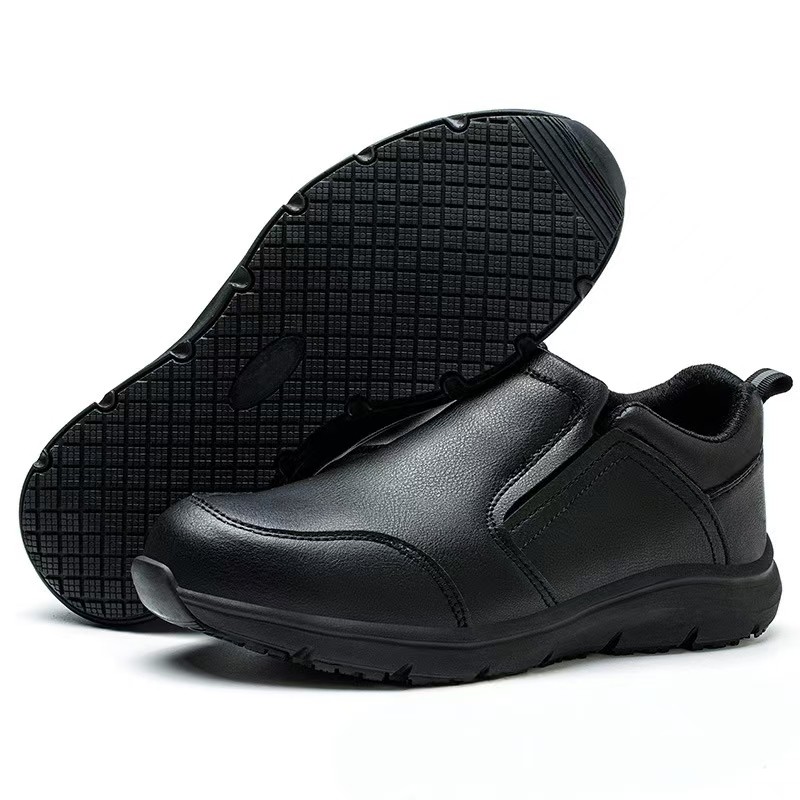 Durable Comfortable Safety Footwear Black Slip Resistant Chef Shoes Anti Puncture