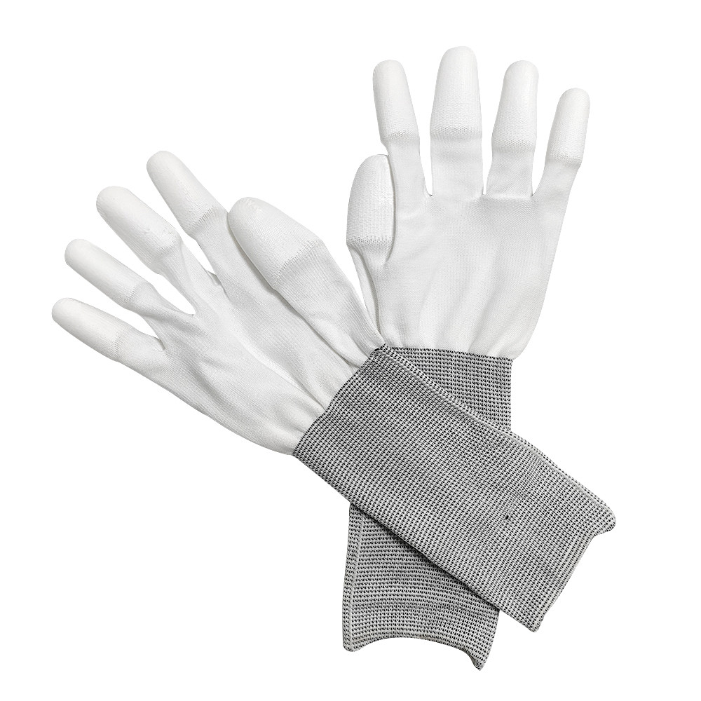13 Inch White Extended PU Coated Top Fit Gloves PU Polyester Working Glove