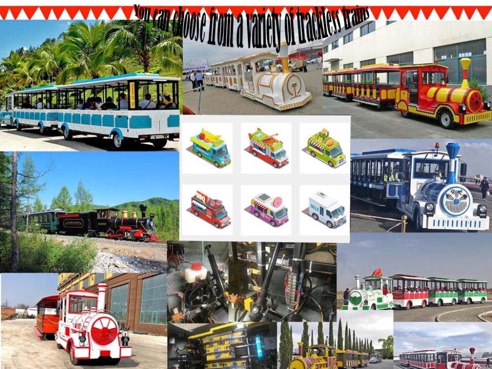 Theme Park Roundhouse Trackless Trains 72 Sets Diesel Road Train Steering System