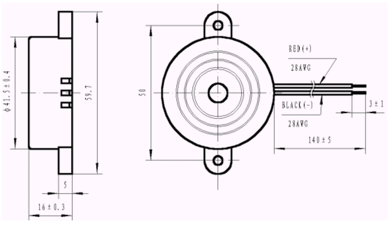 100dB 105dB Diameter 42mm Wire Active Car alarm Buzzer , continuant tone pluse tone buzzer