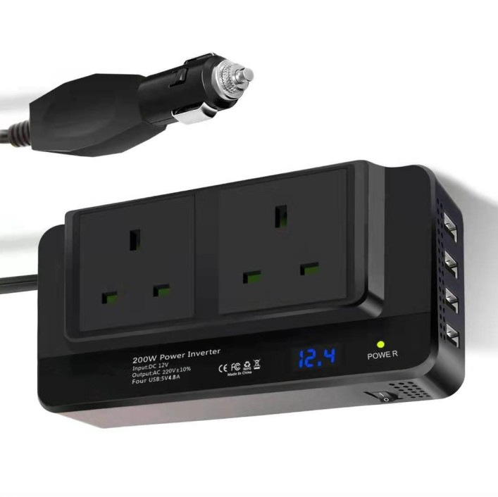 Multifunction Car Power Inverter 200W Dc 12V/24V To Ac 220V Car Power Inverter Dc 12V/24V To Ac 220V Power Car Inverter