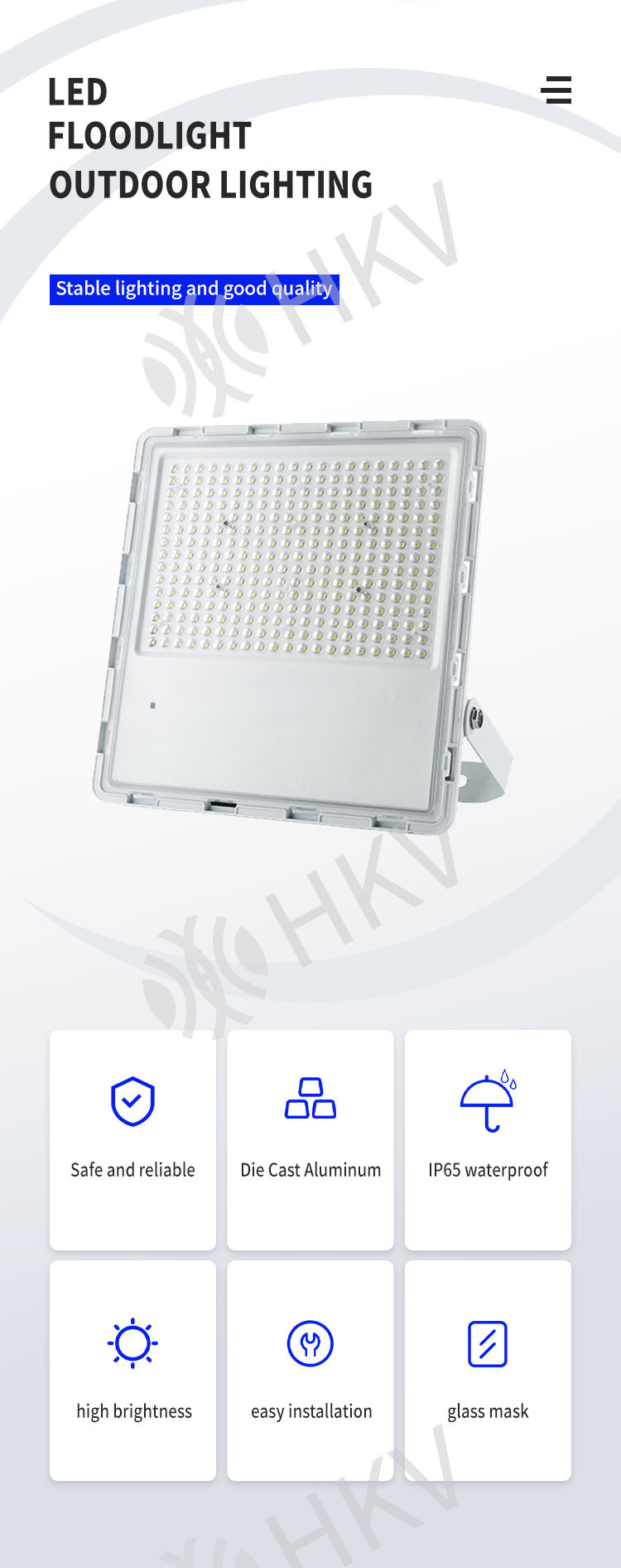 50W 100W 150W 200W 250W High Power LED Floodlight Cool / Warm White IP65