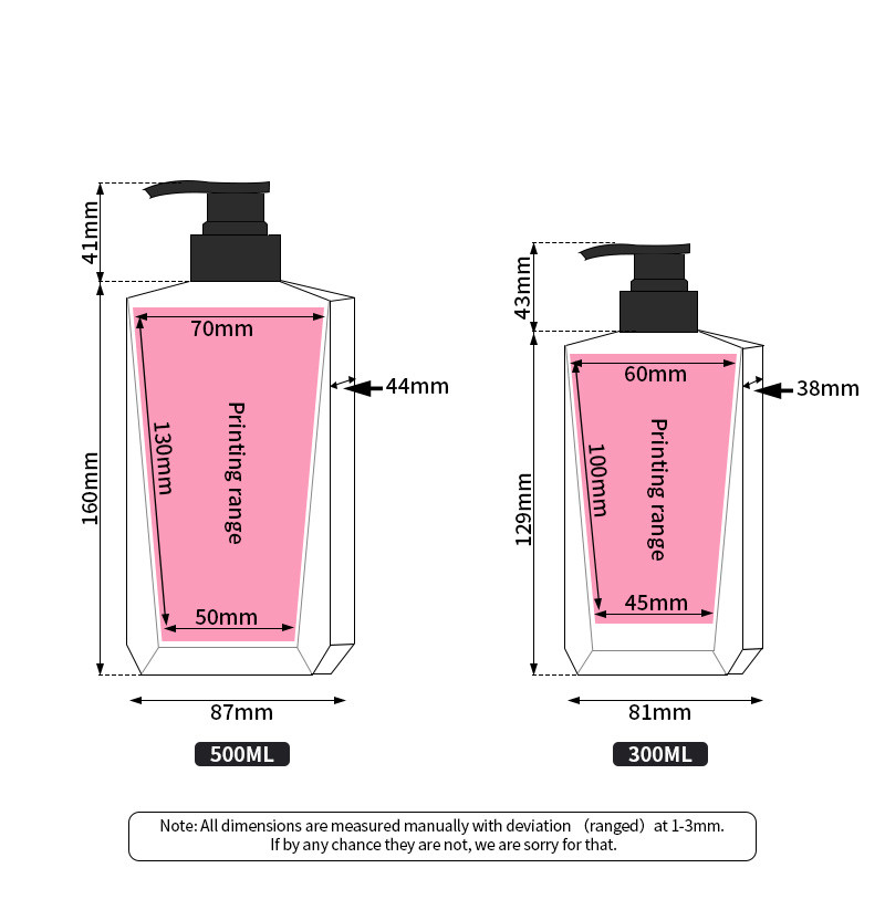 Recycled 300ML 500ML Clear Normal Regular Plastic Shampoo And Conditioner Body Pump Bottle