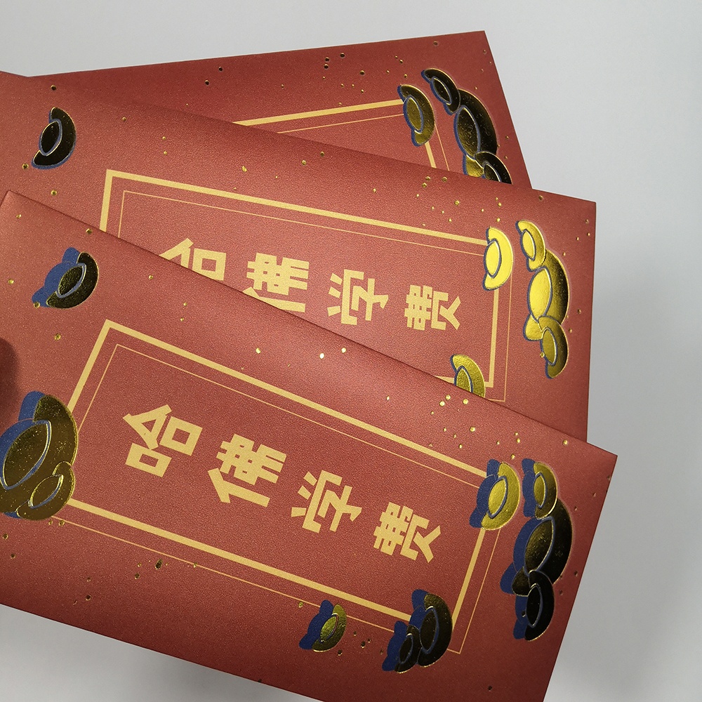Hot Stamp Custom Red Packet Art Paper Chinese New Year Red Envelope cartoon Shape