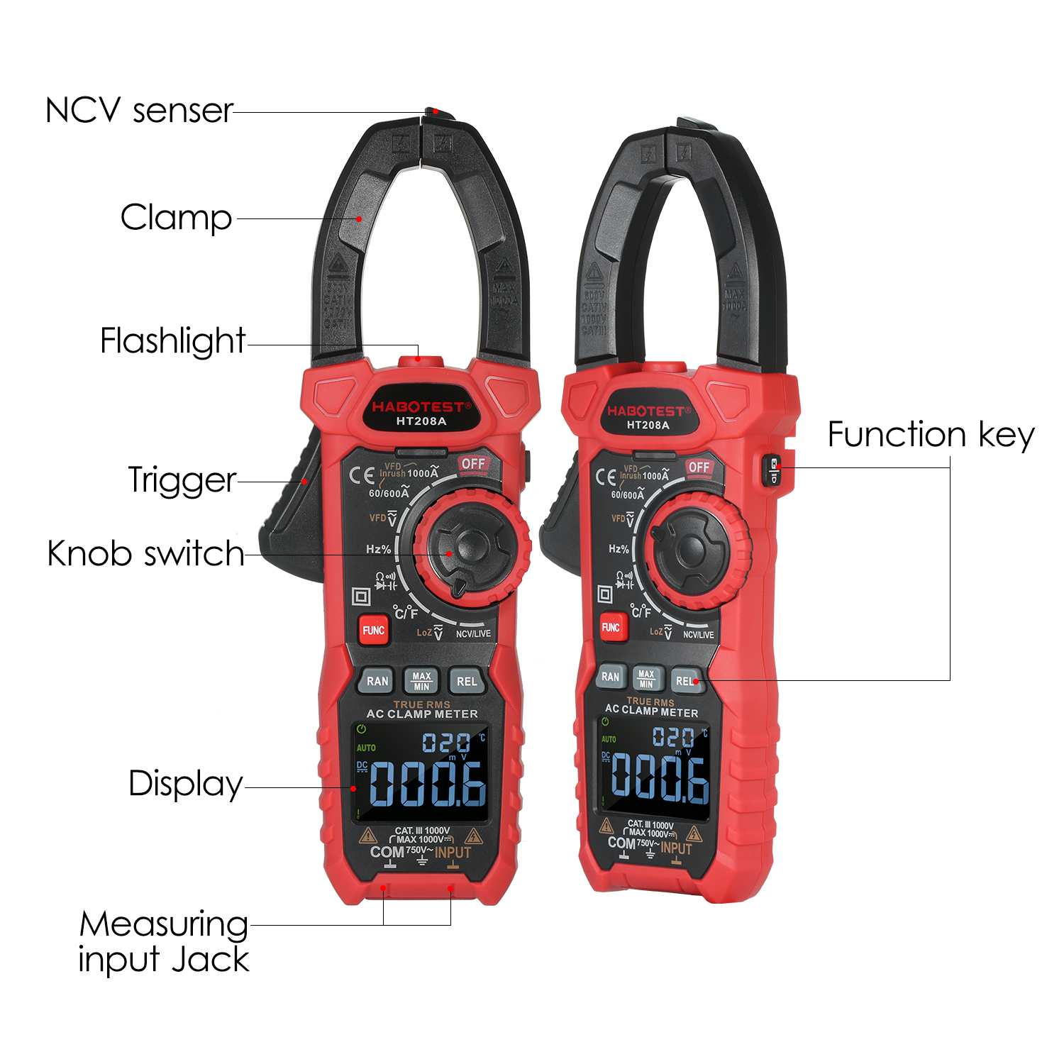 1000V DC AC Clamp Meter , 1000A Current Clamp Meters