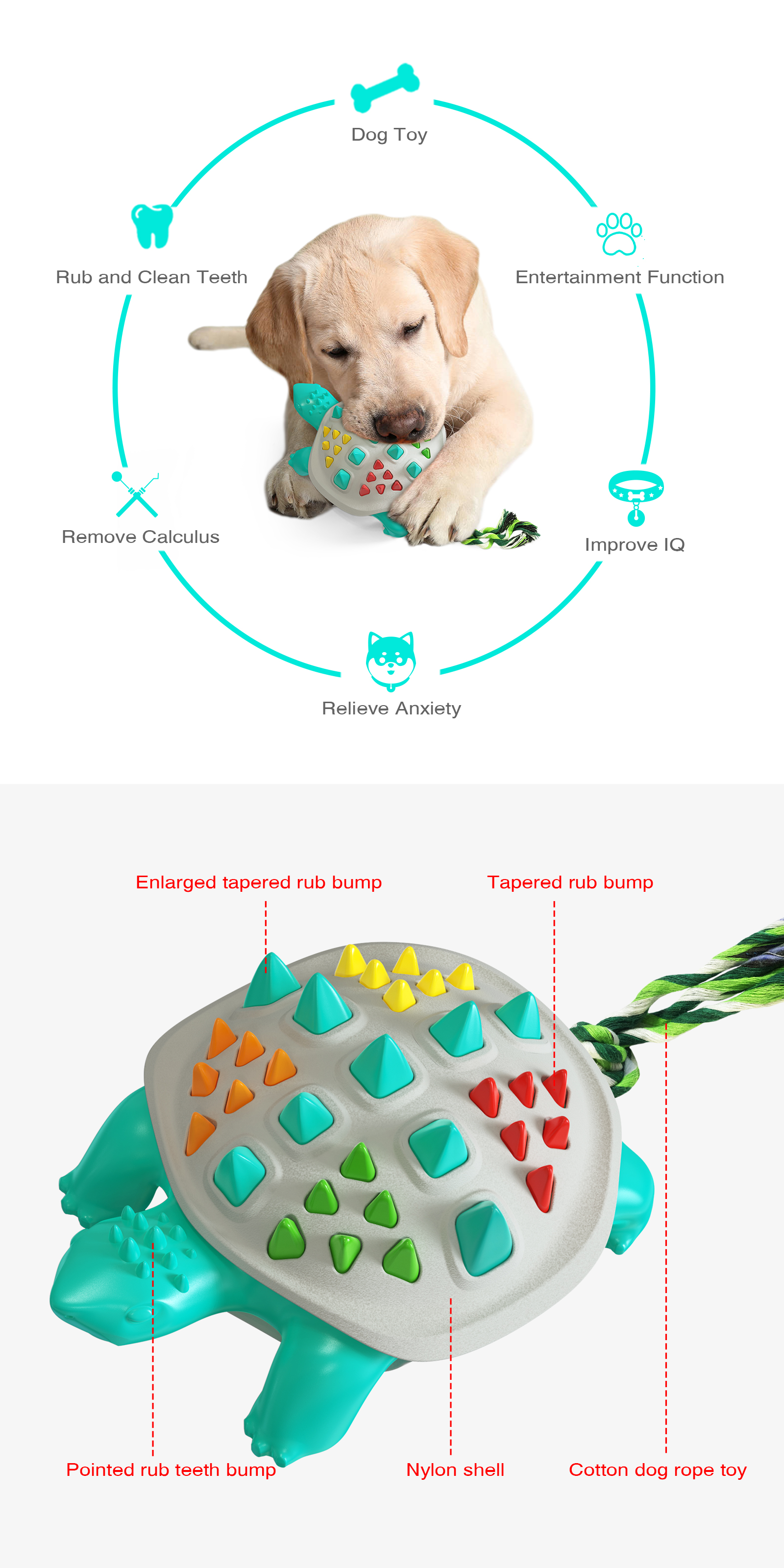 Manufacturers Sell Well Colorful Turtle Dog Cleaning Teeth Toy Pet Toys Dog Chew Toy