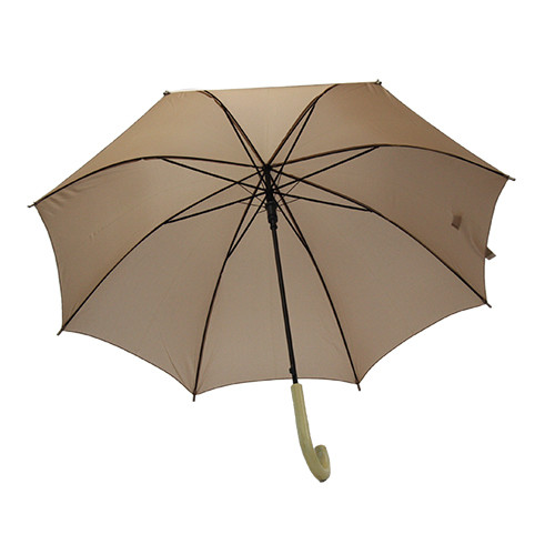 8mm Metal Shaft Wooden J Handle Pongee Umbrella
