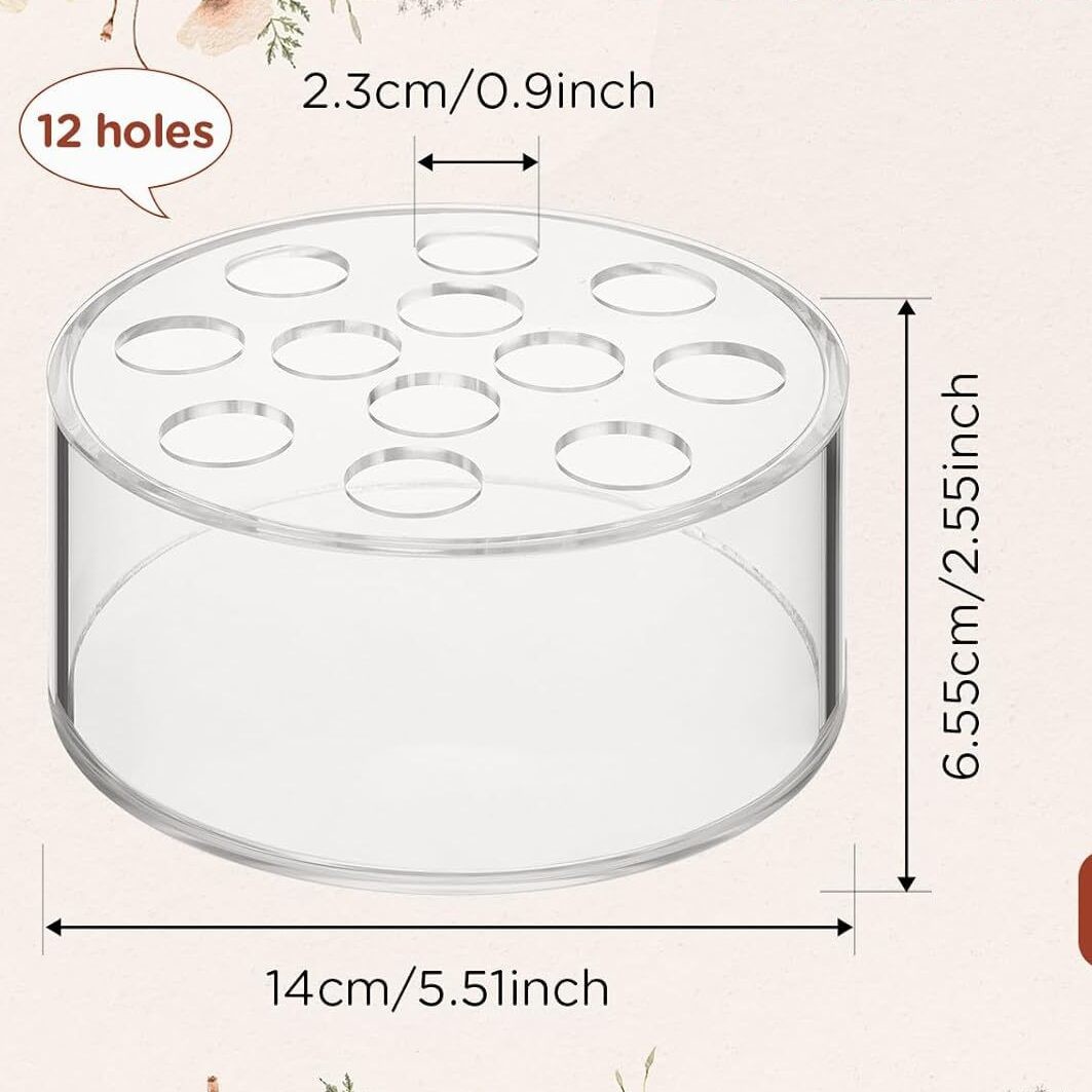 12 Holes Round Acrylic Flower Box Floral Stands For Home Decor Or Wedding Table