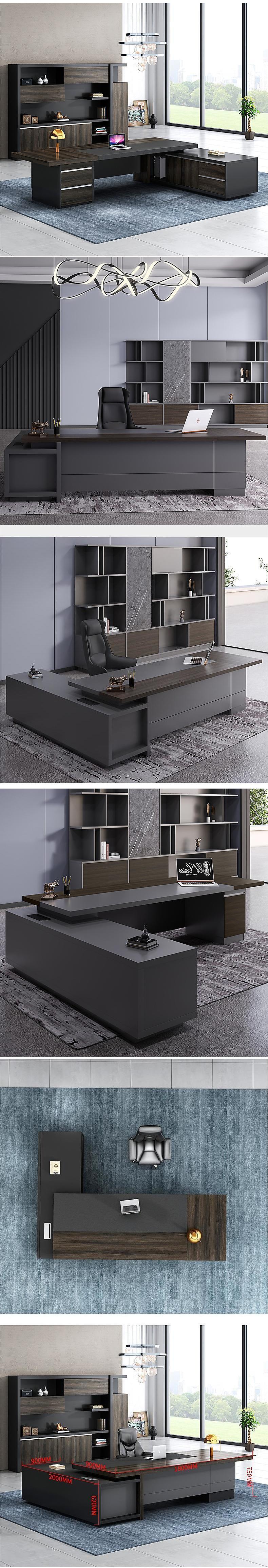 Modern Office Desk Boss Desk end L-Shape Computer Desk with 50mm Thickness Table Top