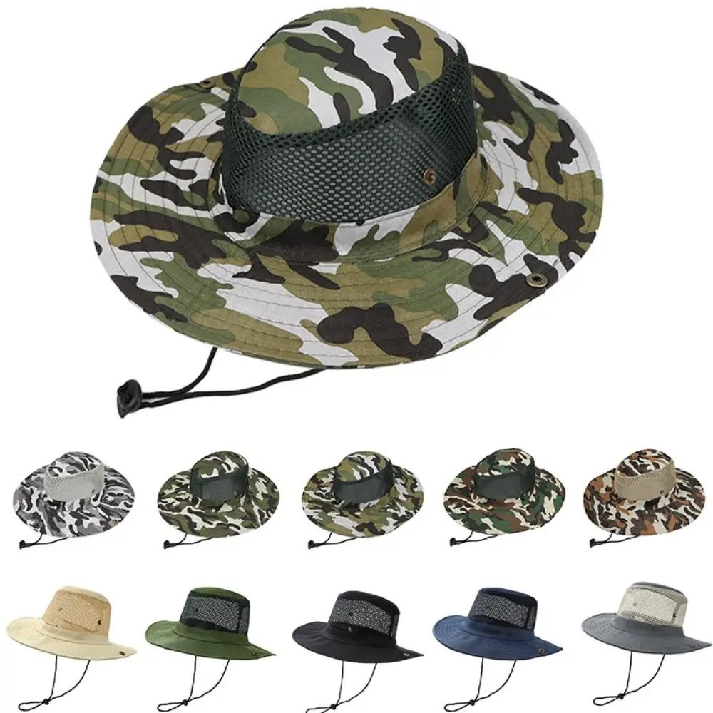 Outdoor Camo Camouflage Fisherman Bucket Hat With Custom Logo Hunting Hiking Bucket Cap
