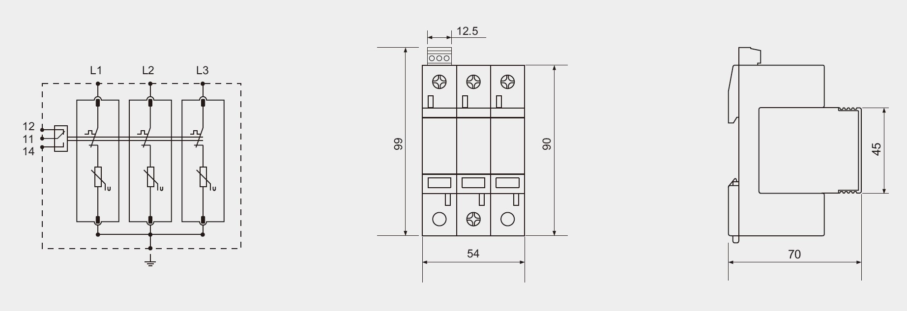 BR275-60 3P SPD 60kA CE TUV Type 2 Surge Protection Device 275v lightning surge protector