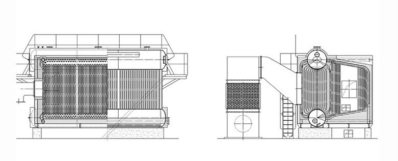 High Speed SZS Gas Fired Steam Boiler 10-65kg Q345R Steel Plate Material