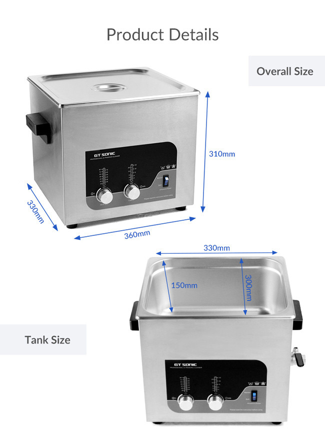 Waterproof Manual Ultrasonic Cleaner Sonic Wave Ultrasonic Cleaner 13L SUS304 Basket