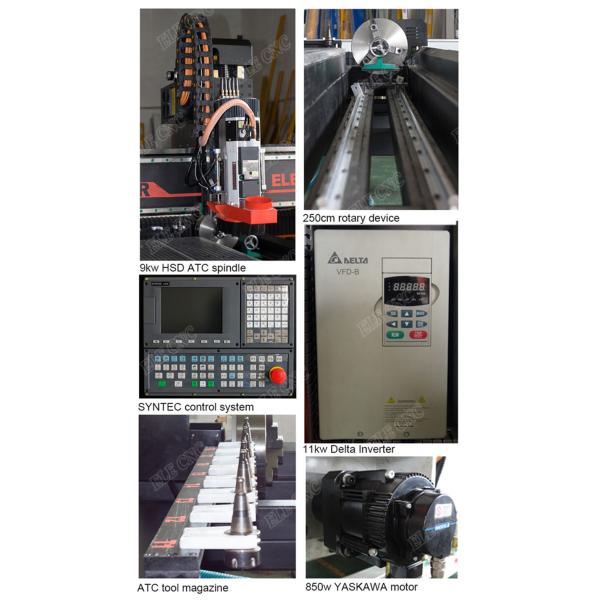 Furniture Making Computerized Woodworking Machines , 4 Axis Atc Cnc Router With Rotary