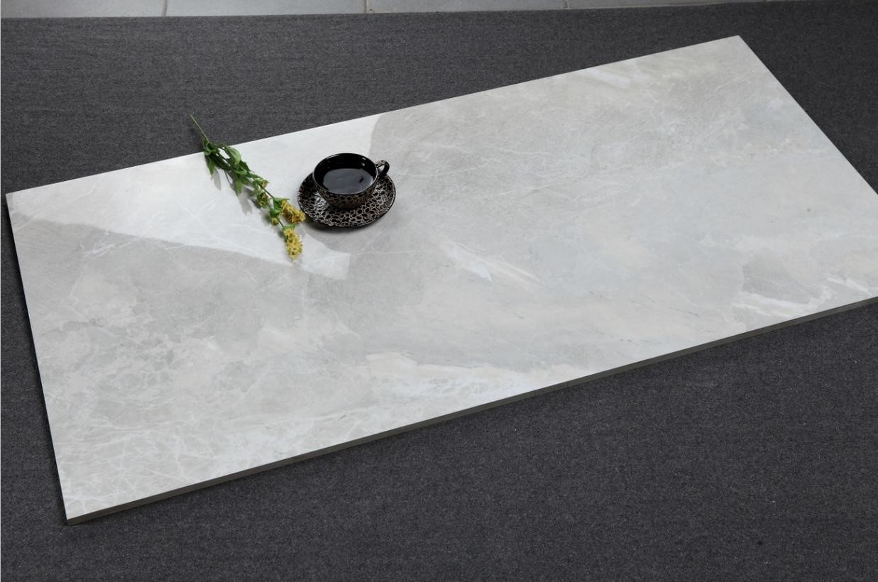 Simple Copper White Color Marble Look Porcelain Tile Heat Insulation