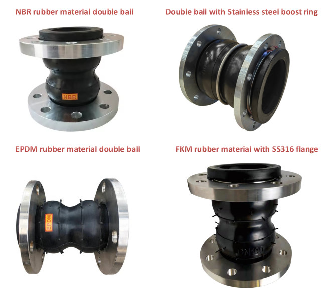 China Manufacture Flange Soft Connector Shock Absorber Rubber Expansion Joints Double Ball Bellow Flexible Connect