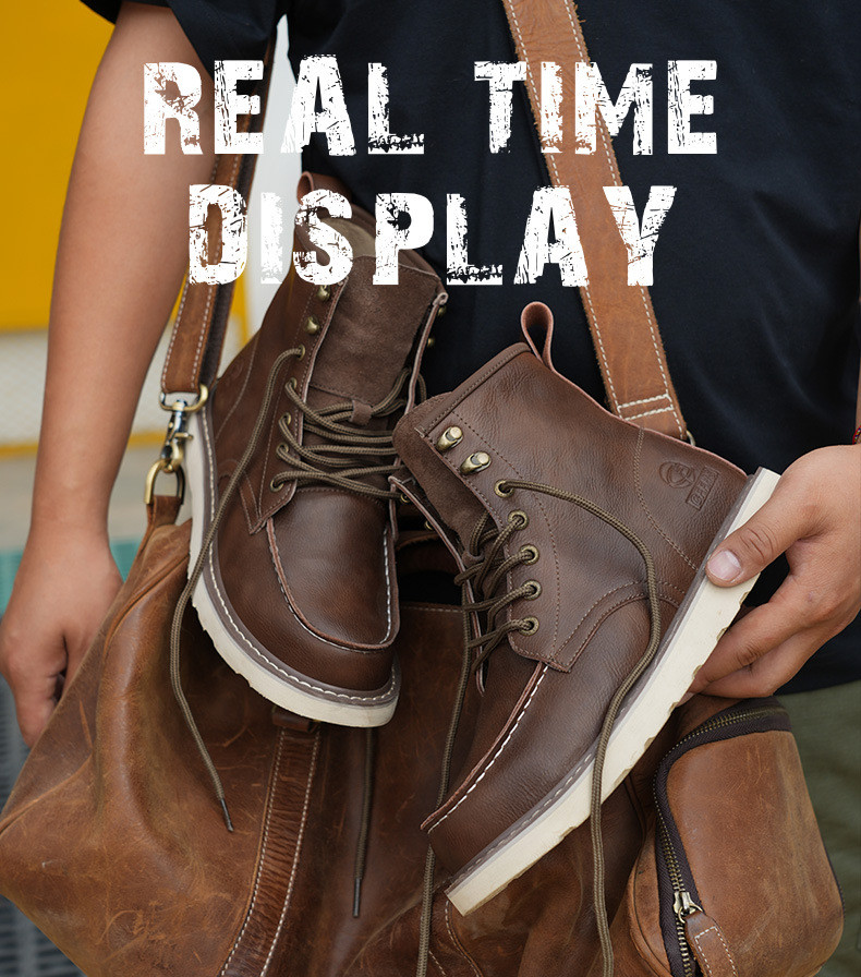 Kevlar Midsole Rubber Work Shoes In Brown Cowhide For Superior Safety Features