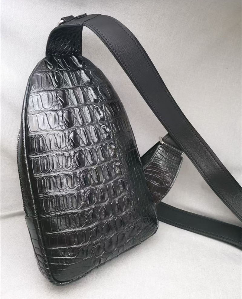 Genuine Real Crocodile Skin Men's Casual Chest Bag Authentic Alligator Leather Male Crossbody Bag Messenger Bag