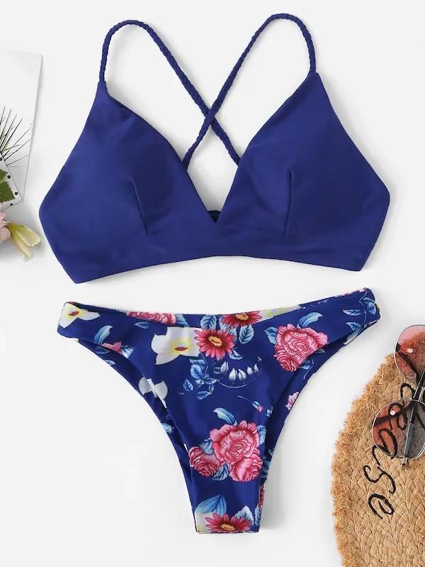 Tiered Layer Tie a Knot Front Top With Low waist Bikini swimsuit high cut