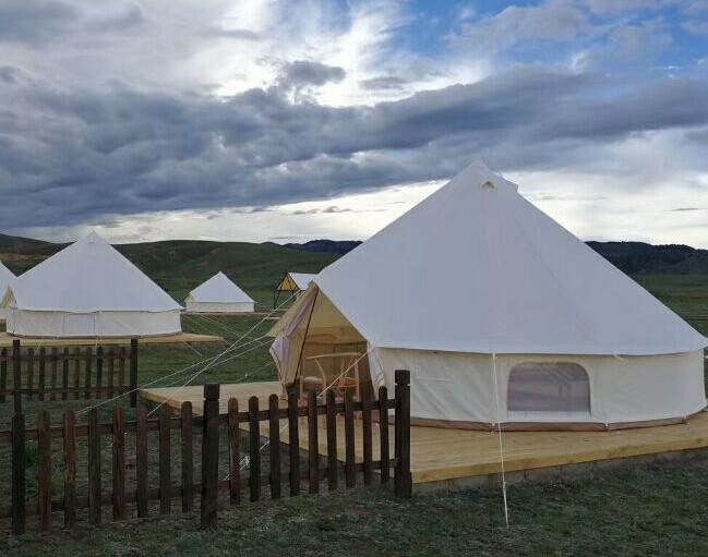 Glamping Luxury Yurt Bell Fire Retardant Tarpaulin Safari Tent Waterproof Canvas Fabric