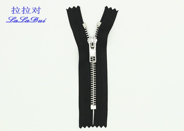 Aluminum Closed Ended Metal Zips , Bulk Metal Zippers For Cotton Coat And Winter Clothes