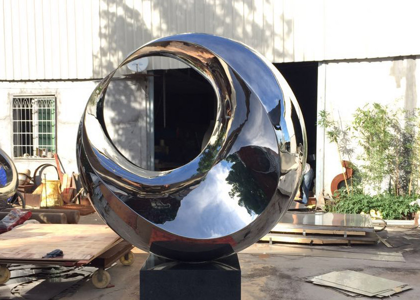 Abstract Metal Art Sculptures / Metal Garden Statues Mirror Polishing