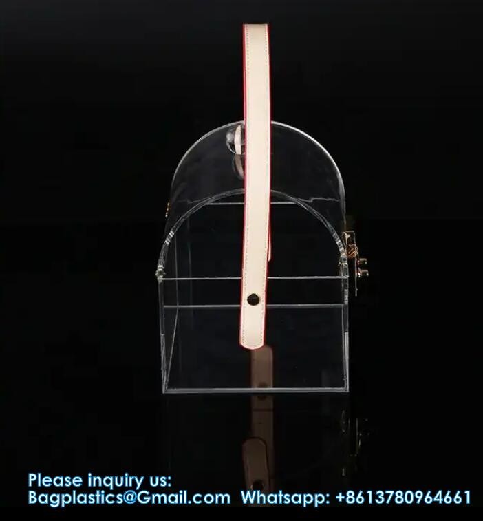 High-End Bamboo Handle Acrylic Portable Square Box Portable Candy Gift Box