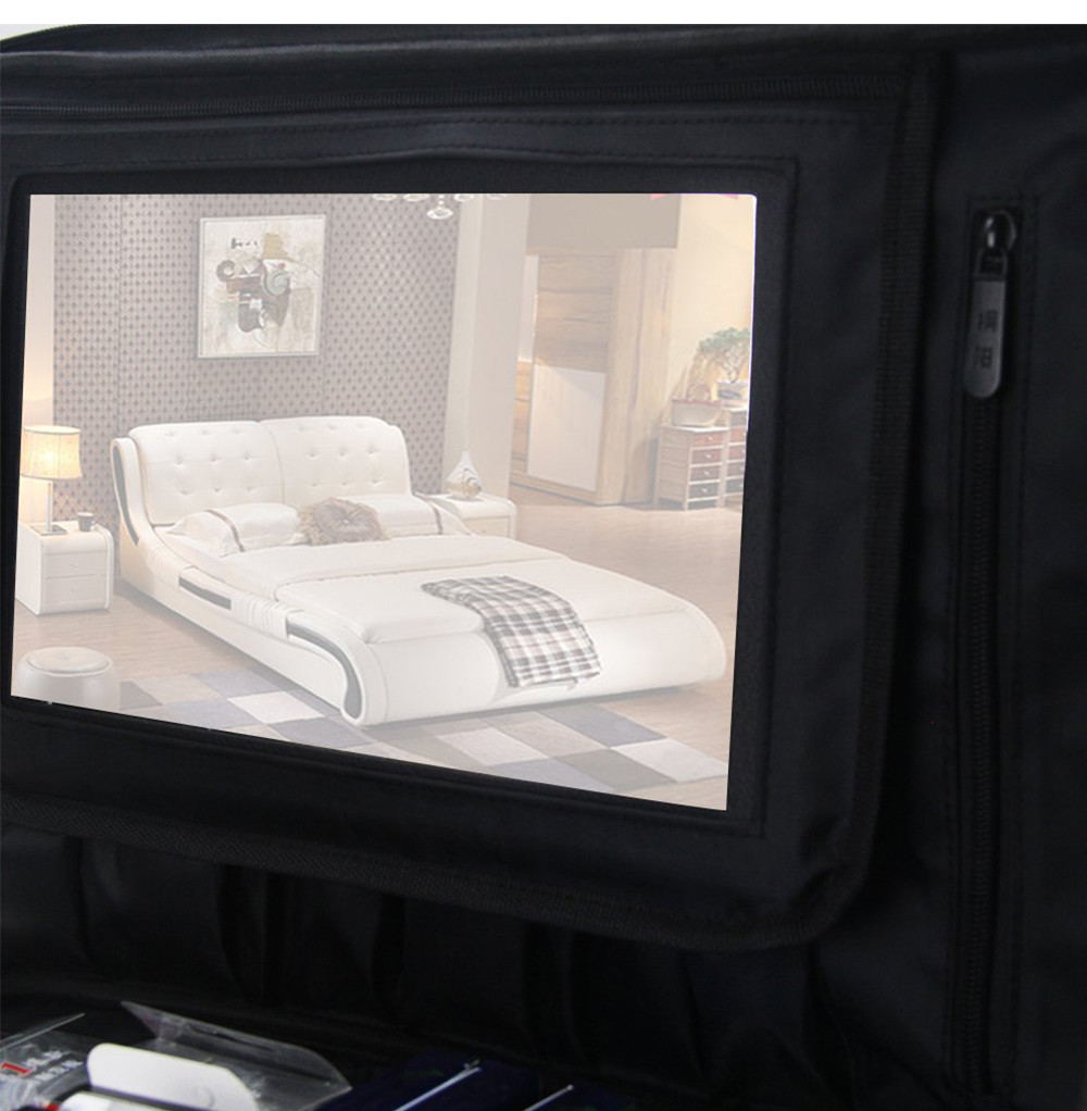 Adjustable Dividers Nylon Cosmetic Organizer Travel Case With Mirror