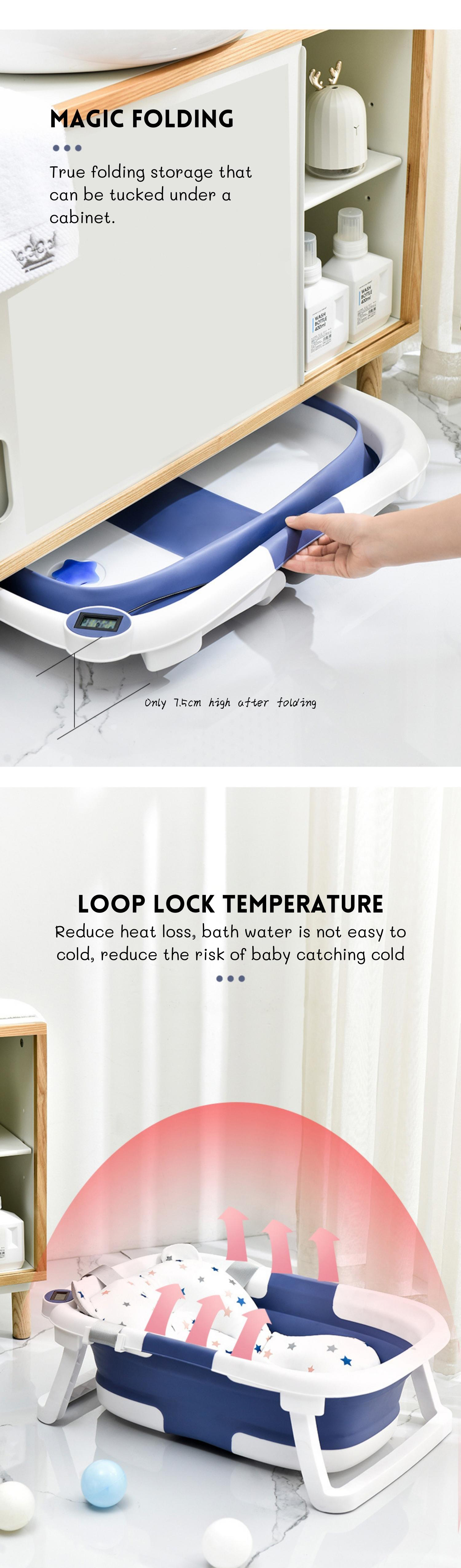 Anti Mold Newborn Baby Bathtub Set Collapsible Bath Tubs 60.5*43*20.5cm