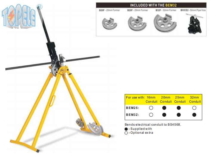 20MM / 25MM / 32MM BS4568 Conduit Pipe Bending Machine Portable Type Long Life