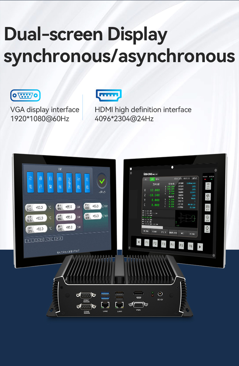 Black Fanless Industrial PC Mini Computer Intel Core Dual LAN Dual Display Asynchronous Output 1135G7U