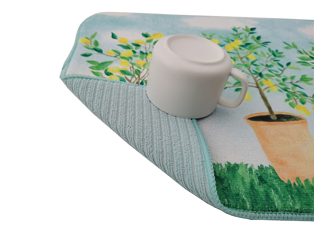 Floral Printing 16x24inch Decorative Microfiber Dish Drying Mat