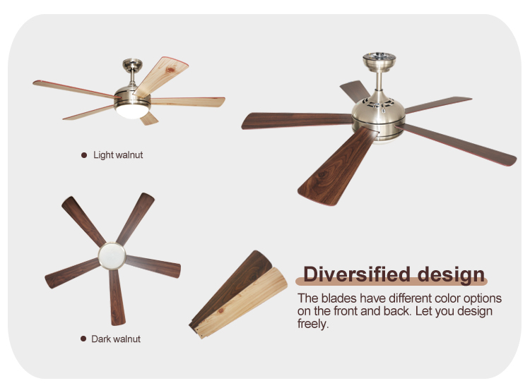 110-240V Ceiling Fan with Light and Remote Home Decoration Copper Motor 5 MDF Blades