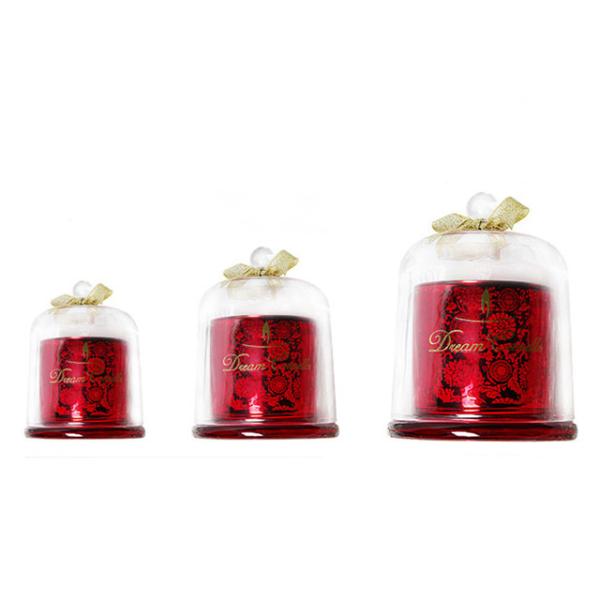 Fashion Scented Jar Candle Soy Wax Carved Glass Domed Candle Jar For Home /