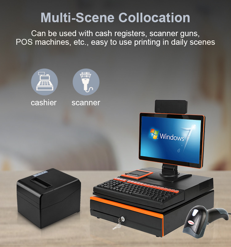 Auto Cutter 80mm 3 Inch Thermal Receipt Printer USB Bluetooth LAN Interface Desktop