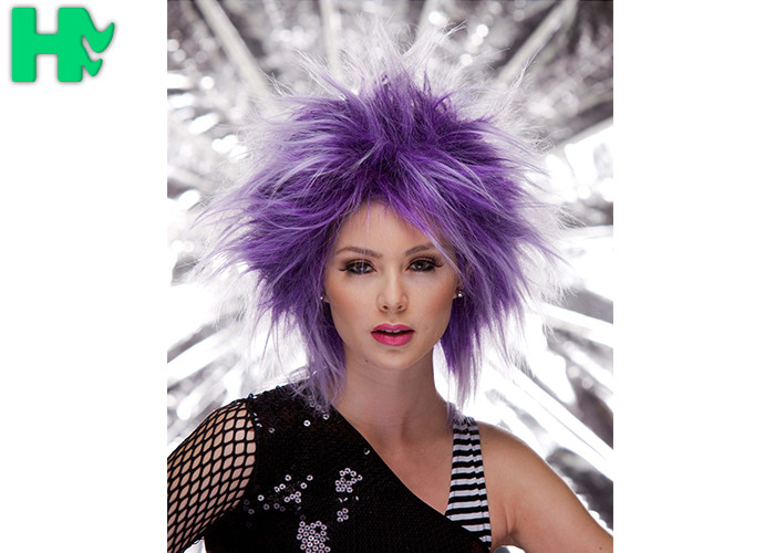 Heat Resistant Clown Synthetic Cosplay Wigs Colored Explosive Head For Party