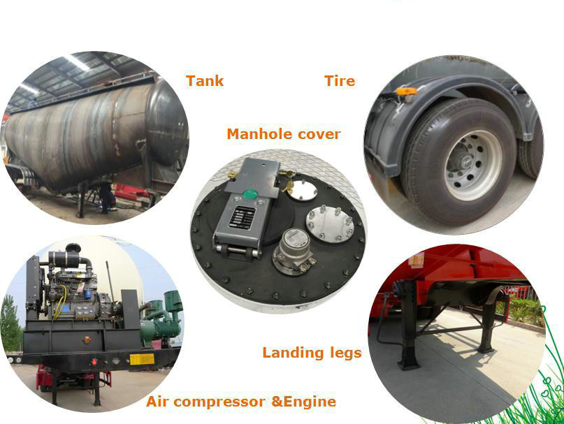 V Type Cement Hauling Trailers With Diesel Engine For Dry Powder Meterial 60 - 65 M3