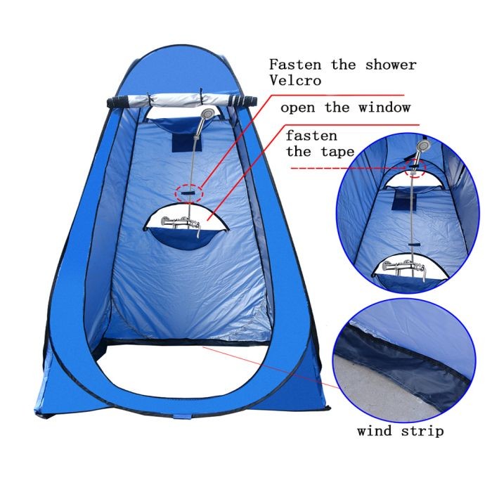 Straight Bracing Type Pop Up Shower Tent Folding Thick Silver Coated