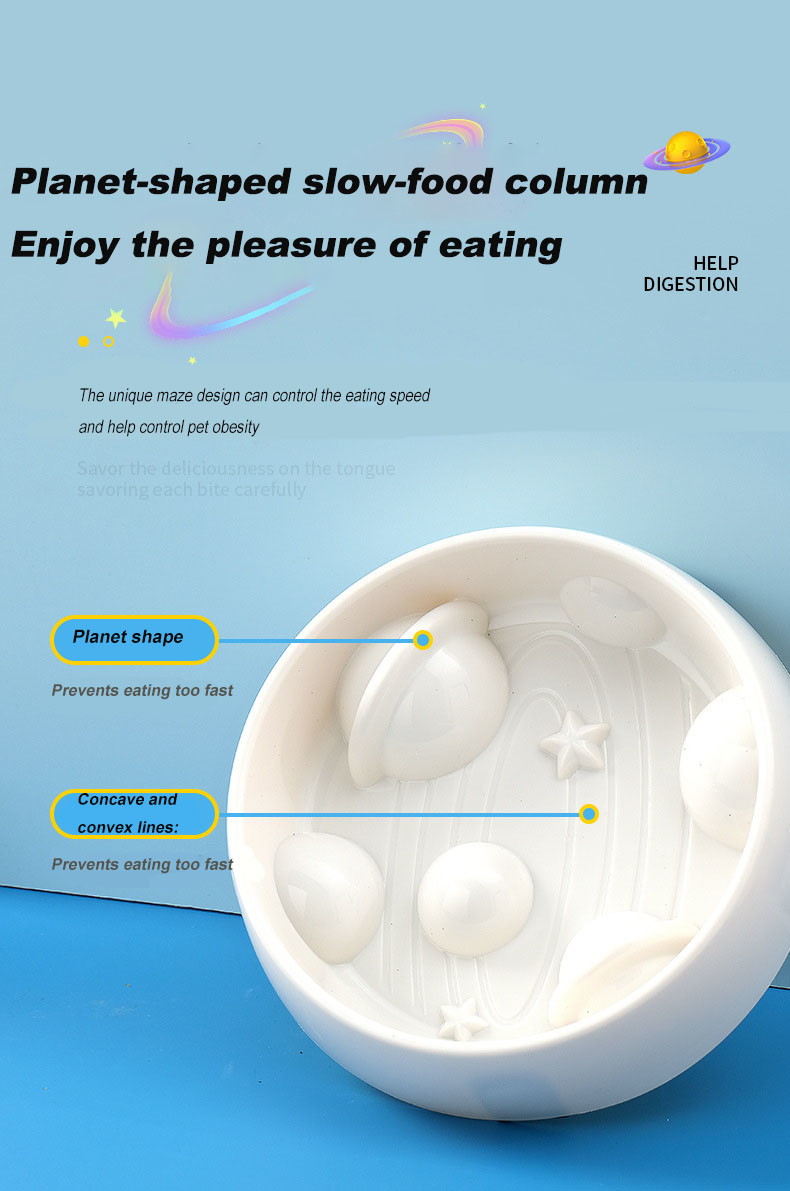 Pet Planet Shaped PP Slow Food Bowl Non Slip and Non Knockover Dog Bowl
