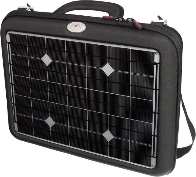 Waterproof Solar Powered Laptop Bag DSLR Batteries 18W Solar Panel Briefcase