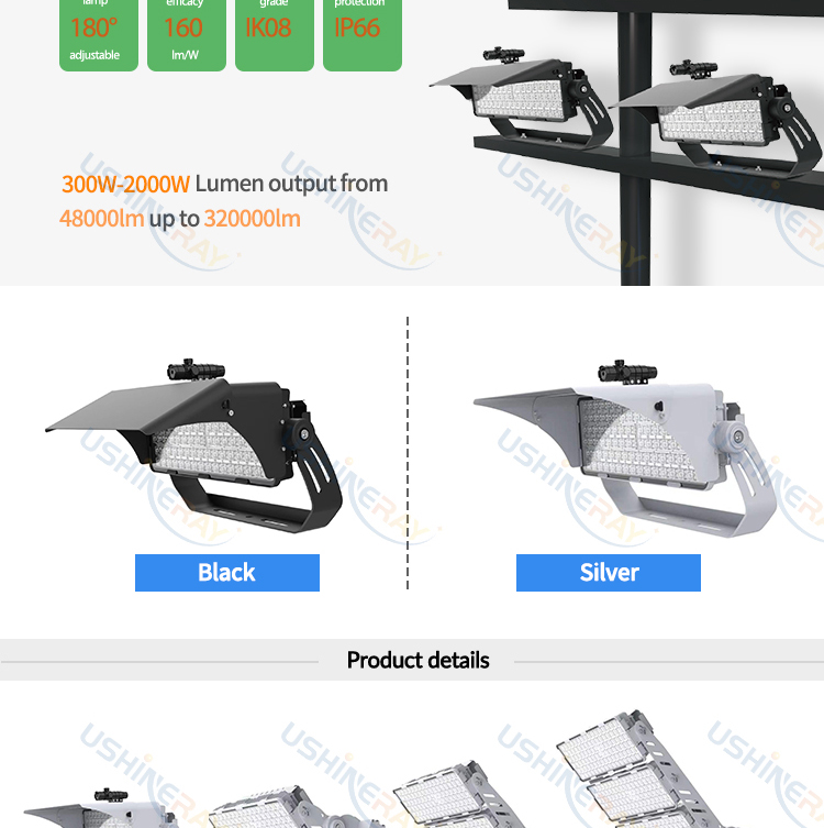 AC100 - 277V High Mast Led Flood Light Adjustable Angles Marine Led Flood Lights