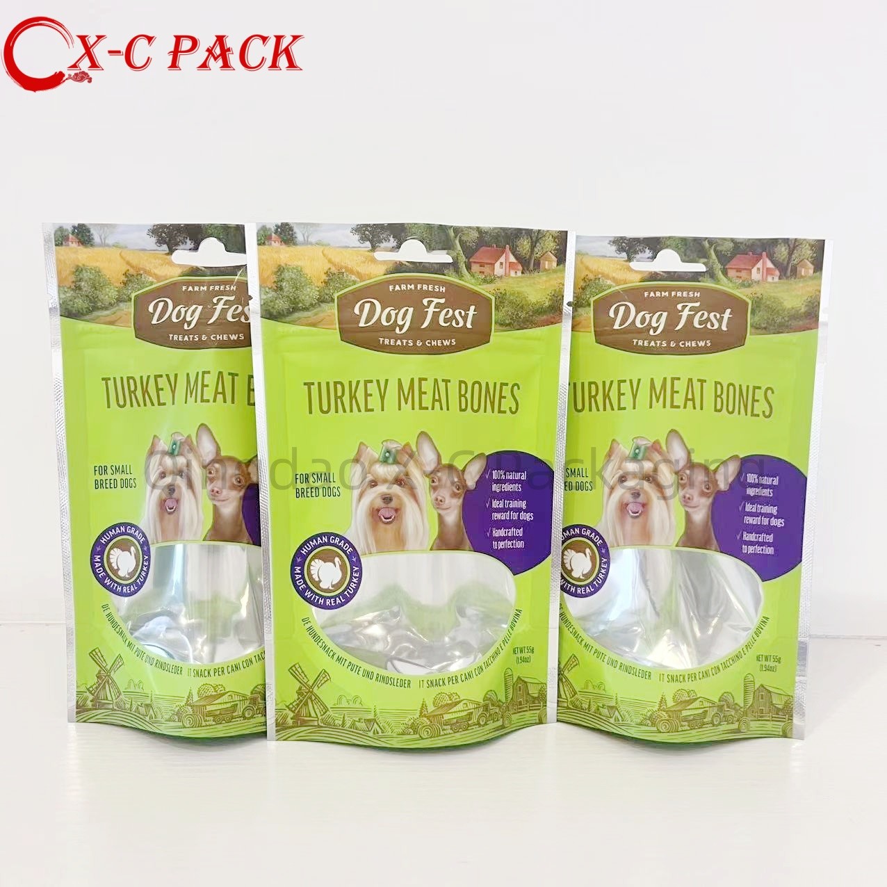 Eco-Friendly Biodegradable Bags for Pet Food Attractive Printed Three Side Seal Bag for Pet Treats