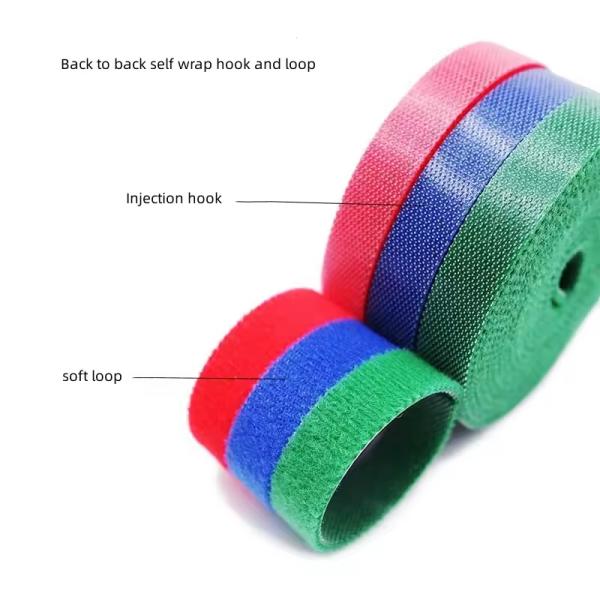 Self Adhesive Hook And Loop Strap Customized Back To Back Cable Tie Colorful