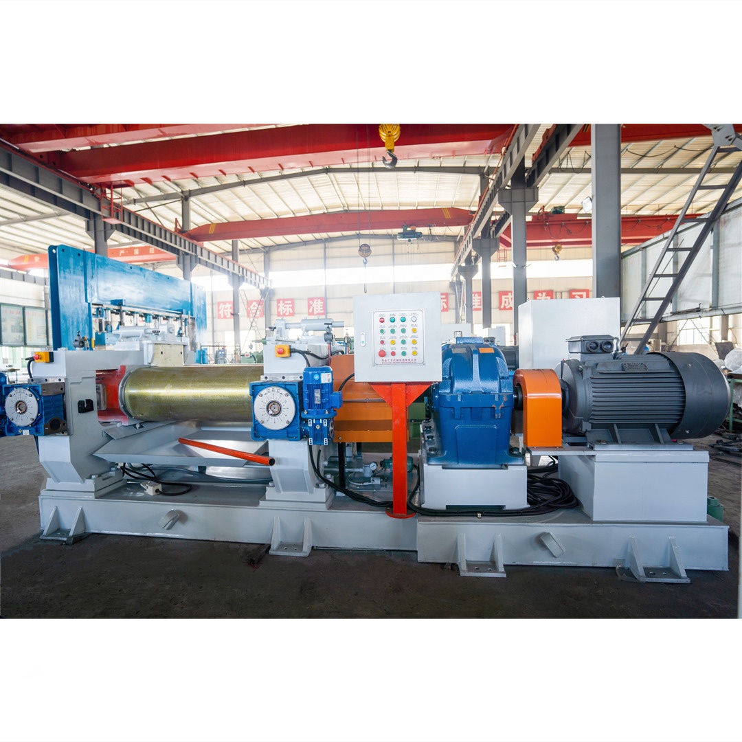 55kW Motor Power Open Mix Mill Two Rollers Rubber Mixing Machine With Stock Blender