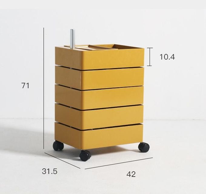 5 Drawer Mobile Plastic Wooden File Cabinet 71*31.5*10.4cm